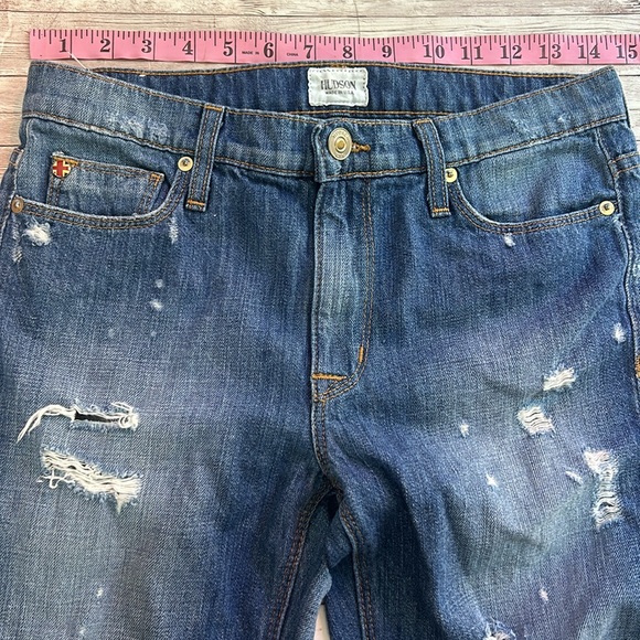 Hudson JUDE SLOUCH SKINNY CROP Distressed Cuff Hem Jeans - Picture 7 of 16